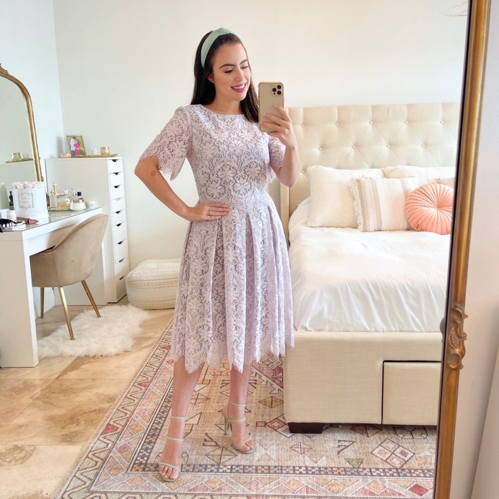 Lilac Lace Midi Dress